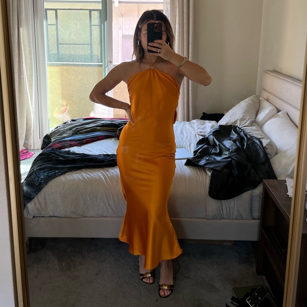 Satin Midi/Maxi High Neck Dress